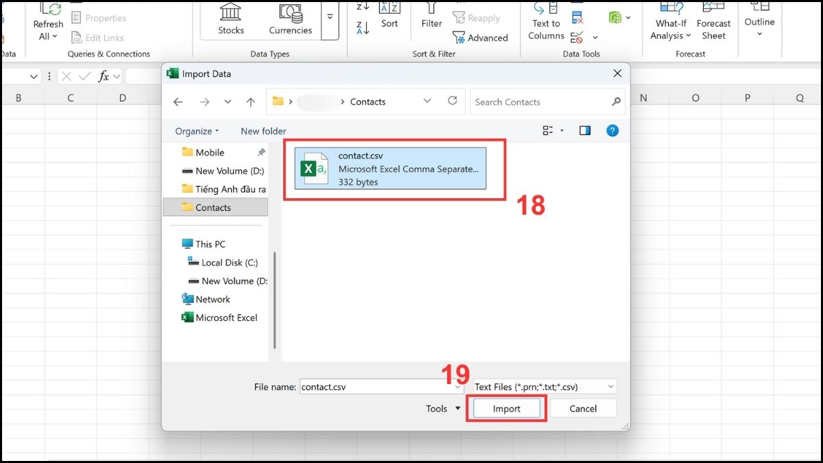 Chuyển file VCF sang Excel dùng Windows Contacts Bước 5