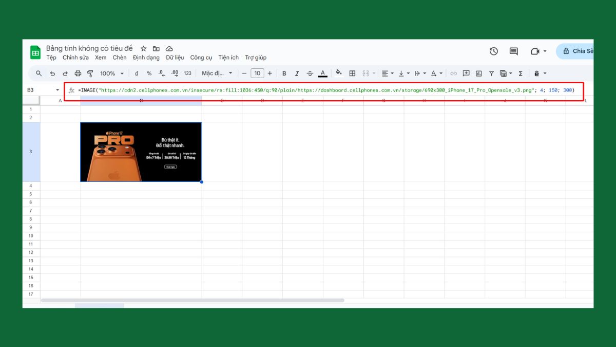 Cú pháp hàm IMAGE trong Google Sheet