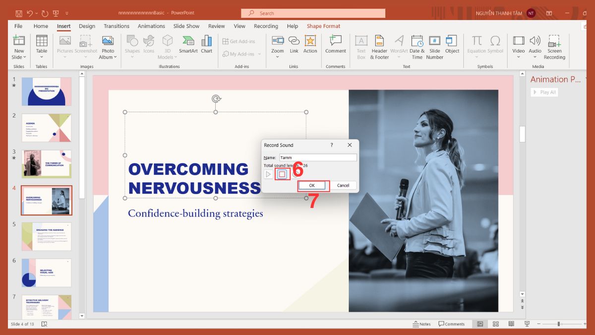 Thêm hiệu ứng âm thanh trong PowerPoint ghi âm trực tiếp Bước 3