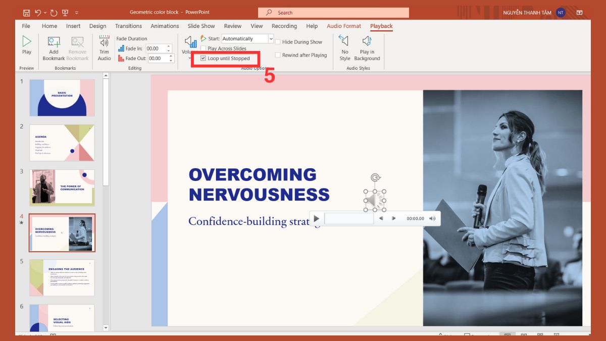 Tự động phát âm thanh khi trình chiếu Bước 3