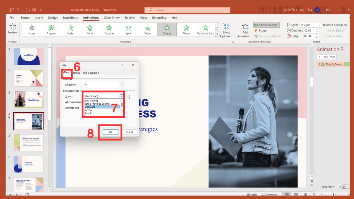 Cách chèn hiệu ứng âm thanh trong PowerPoint cho biểu tượng bước 3