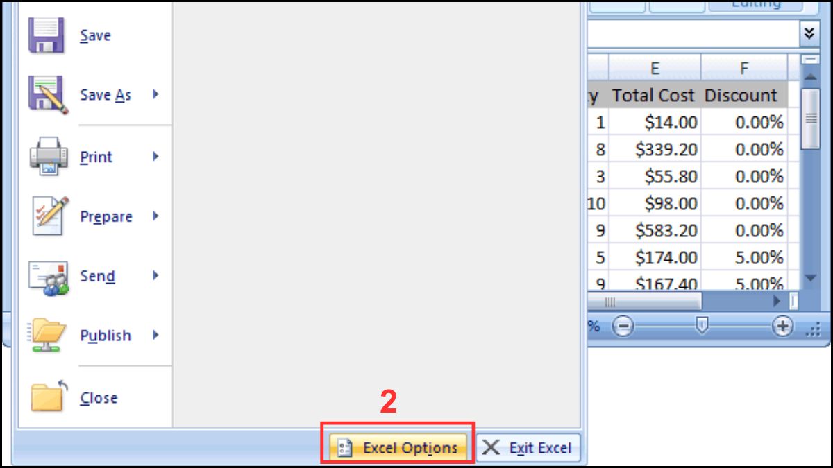 Cách mở Developer trong Excel 2007 bước 2