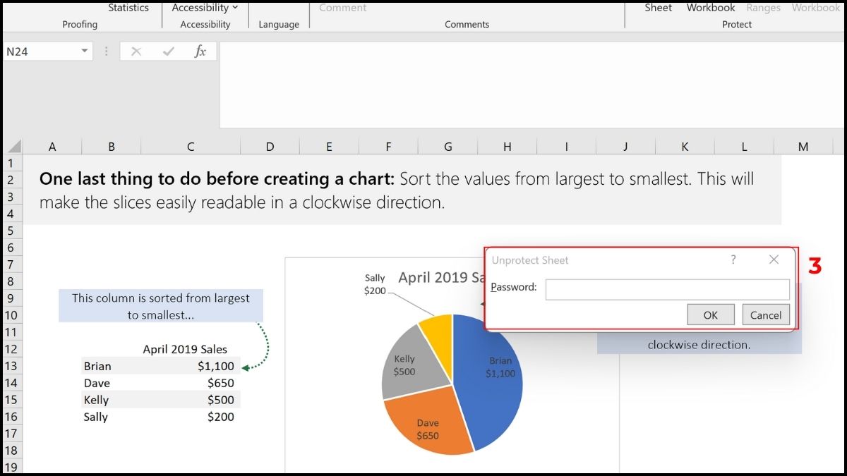 Mở khóa file Excel khi quên password - Khóa sheet Bước 3