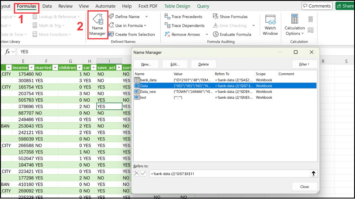 Cách sử dụng Name Box trong Excel: Quản lý và chỉnh sửa Bước 1