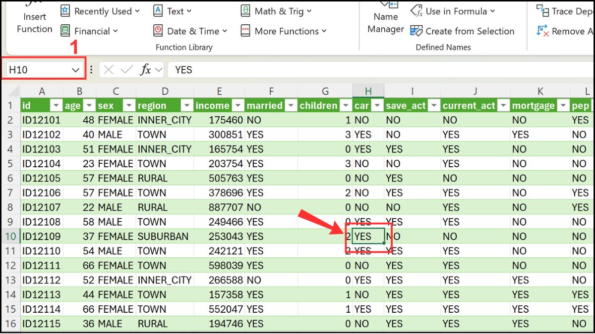 Cách sử dụng Name Box trong Excel: Di chuyển nhanh Bước 1