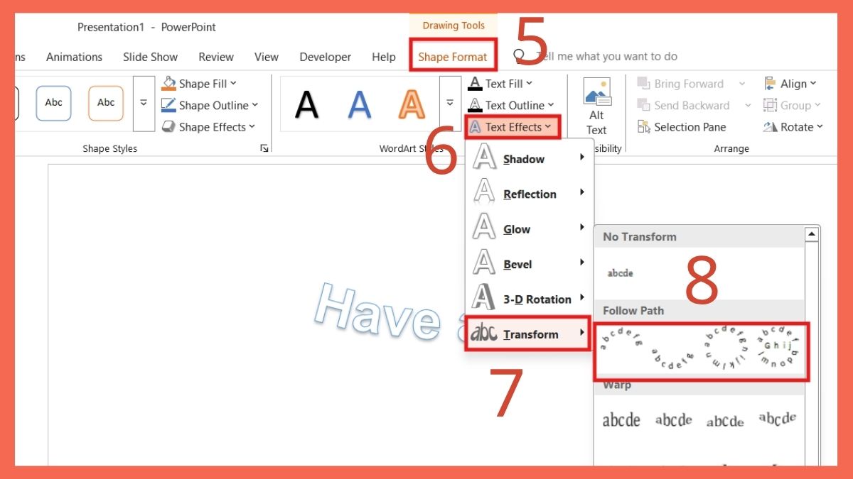 Cách tạo chữ uốn lượn trong PowerPoint bằng WordArt: Bước 3