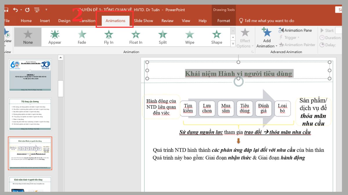 Tạo hiệu ứng chạy chữ trong Powerpoint theo hướng di chuyển Bước 2