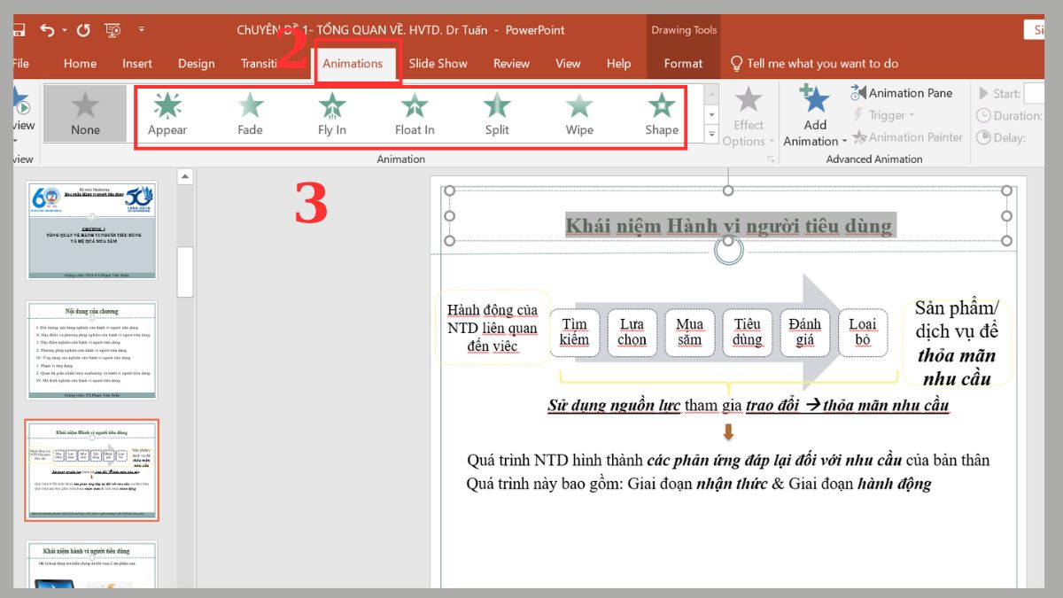 Tạo hiệu ứng chạy chữ trong Powerpoint xuất hiện từ nhiều hướng Bước 2