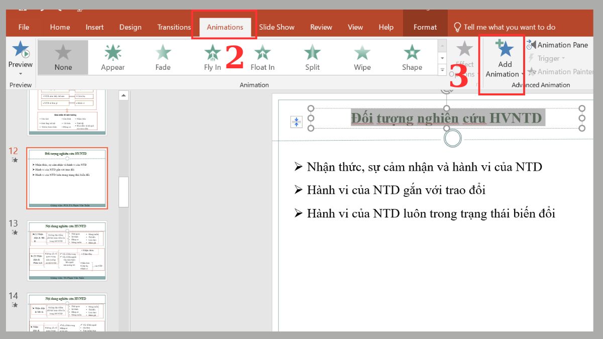 Tạo hiệu ứng chữ chạy tự động khi mở slide trong Powerpoint Bước 2