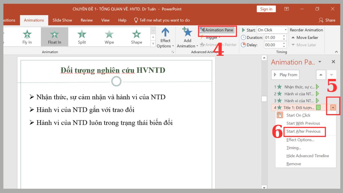 Tạo hiệu ứng chữ chạy tự động khi mở slide trong Powerpoint Bước 3