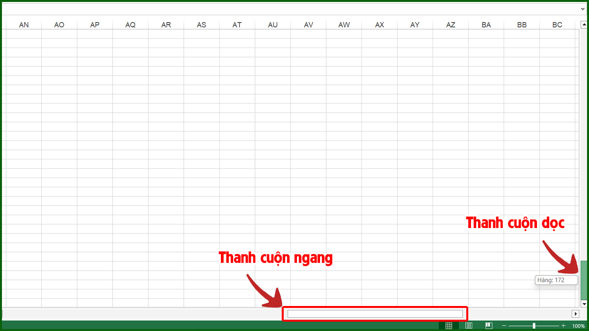 Nguyên nhân thanh cuộn trong Excel quá dài