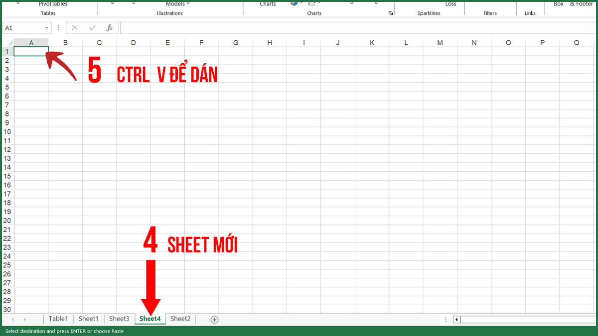 Sửa thanh cuộn trong Excel quá dài - Sao chép sang sheet mới bước 4