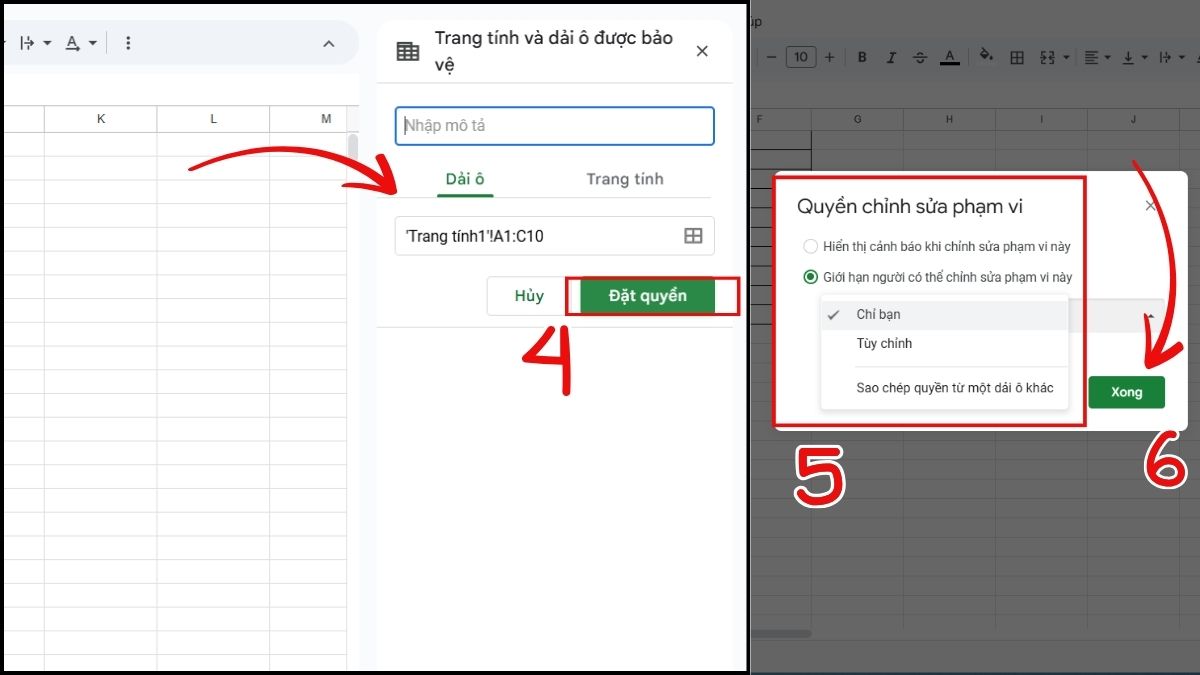 Cách khóa, ẩn công thức trong Google Sheet Bước 3
