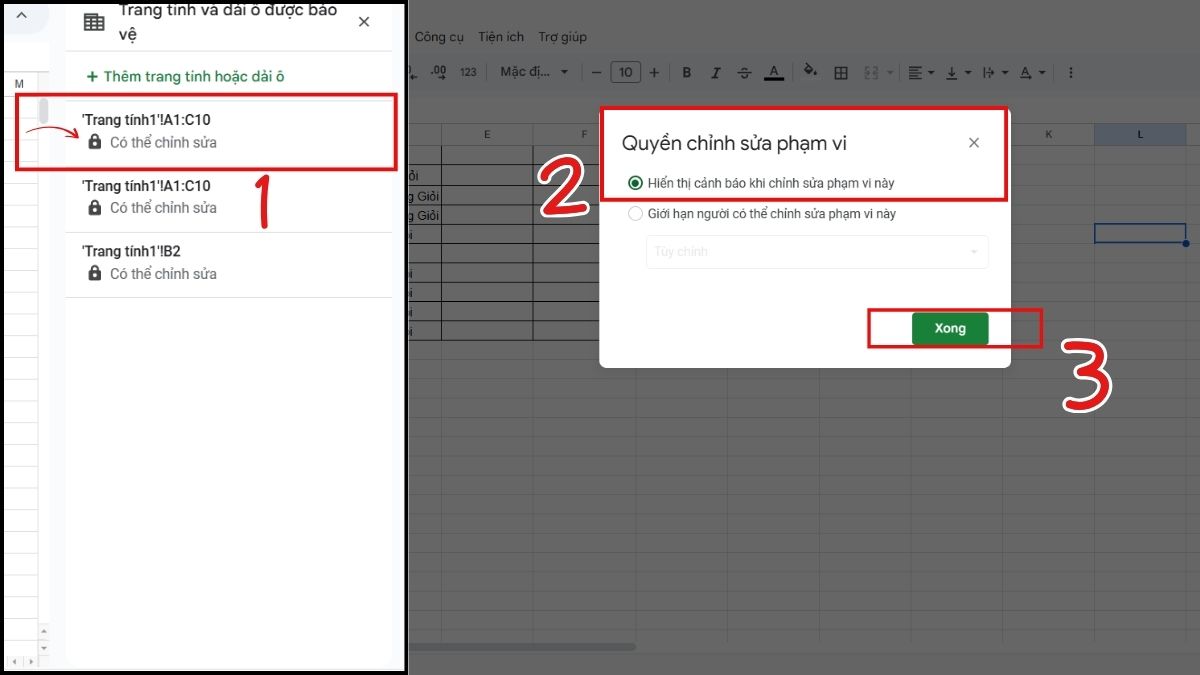 Cách mở khóa, bỏ ẩn công thức trong Google Sheet Bước 1, 2