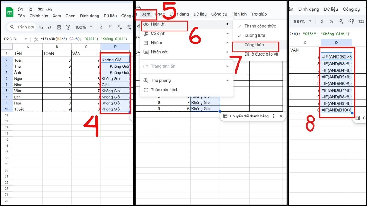 Cách mở khóa, bỏ ẩn công thức trong Google Sheet Bước 3