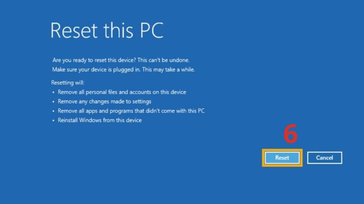 Khôi phục cài đặt gốc laptop Asus Bước 5