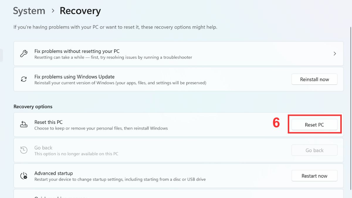 Cài Win tại nhà bằng “Reset this PC” có sẵn Bước 3a