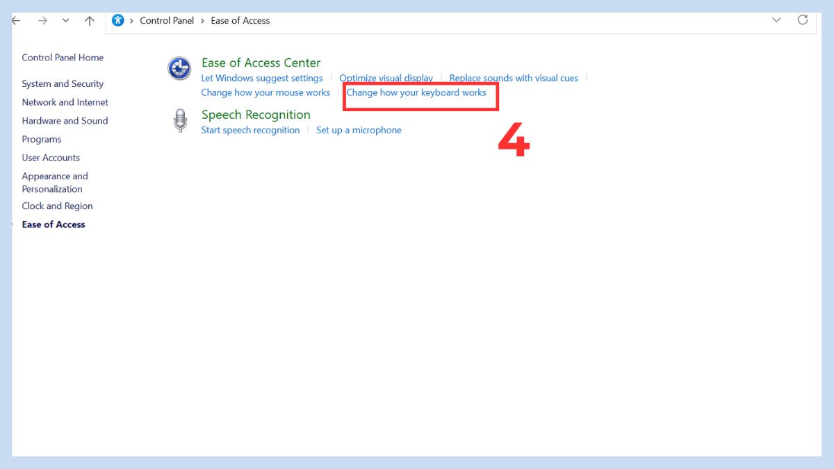 Khắc phục lỗi không đánh được số trên bàn phím laptop Asus: Tắt tính năng Mouse Keys Bước 3