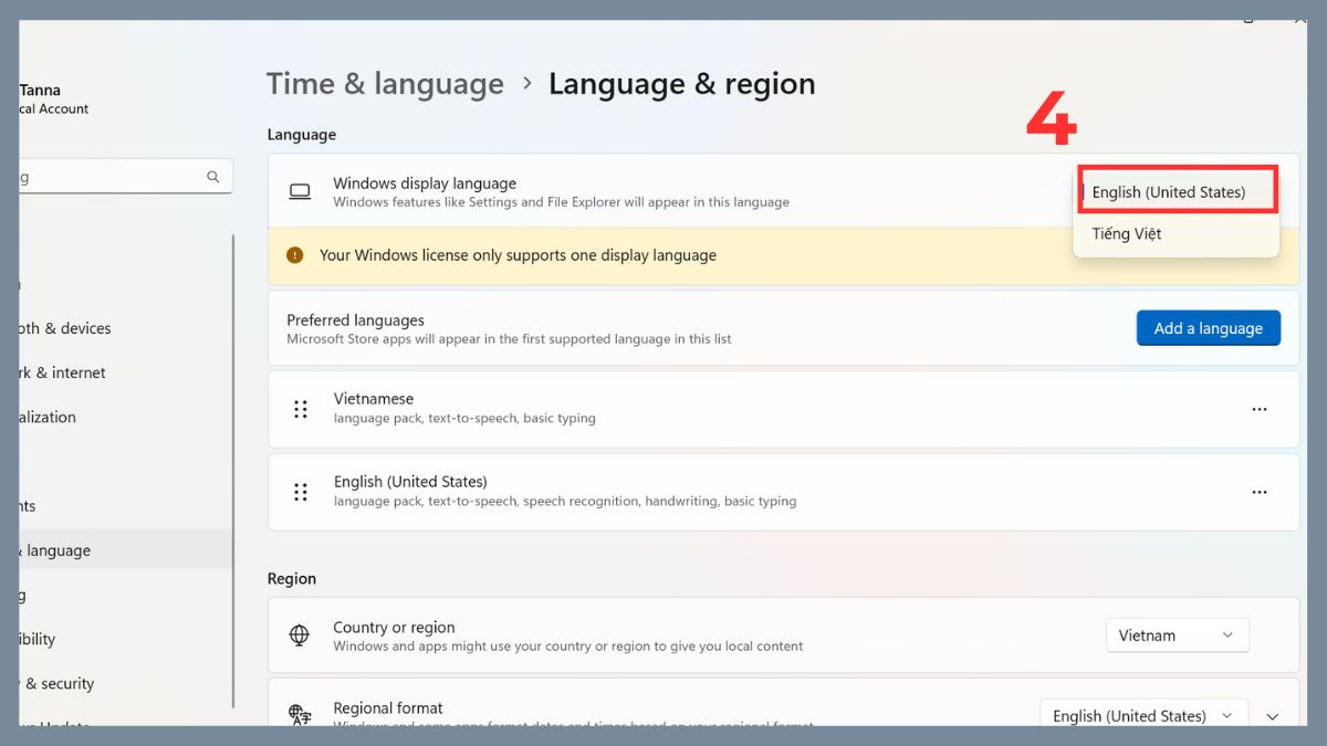 Khắc phục lỗi không đánh được số trên bàn phím laptop Asus: Đặt lại layout bàn phím Bước 3