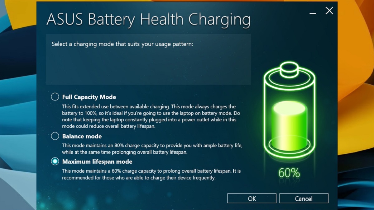Các chế độ sạc trong ASUS Battery Health Charging