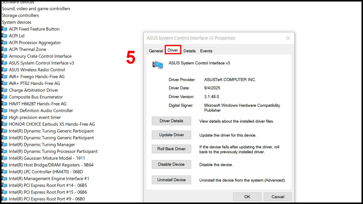 Cách kiểm tra phiên bản ASUS System Control Interface đang dùng Bước 4
