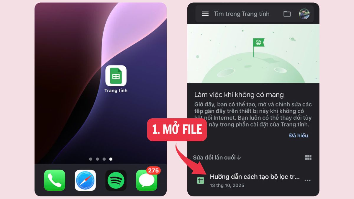 Cách tạo bộ lọc trong Google Sheet trên điện thoại Bước 1