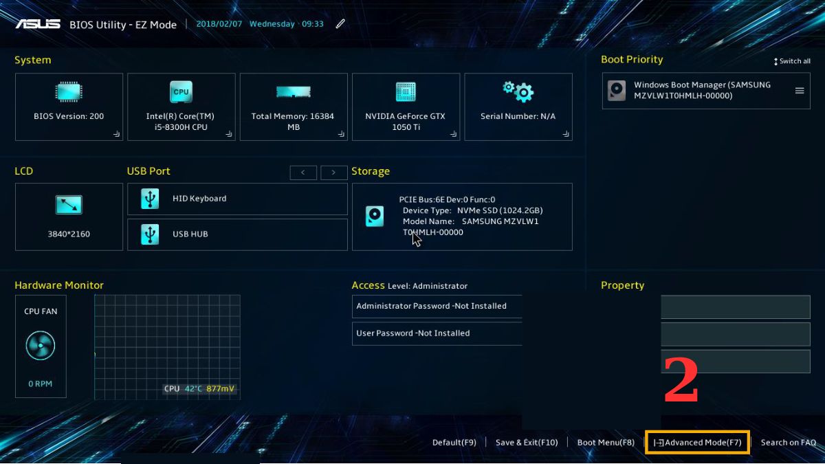 Cách bật TPM 2.0 trên main ASUS Bước 2