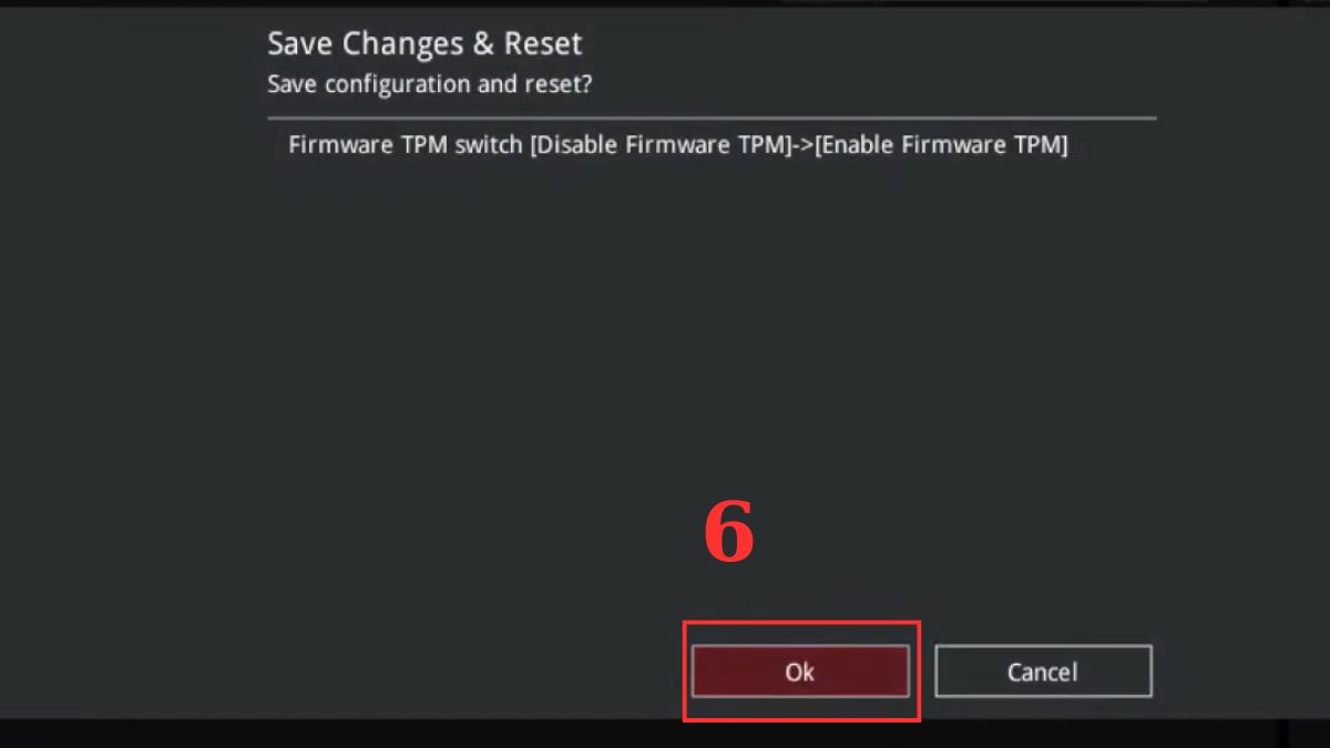 Cách bật TPM 2.0 trên main ASUS dùng CPU AMD Bước 4