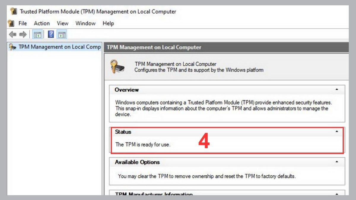 Kiểm tra máy tính đã bật TPM 2.0 hay chưa cách 3