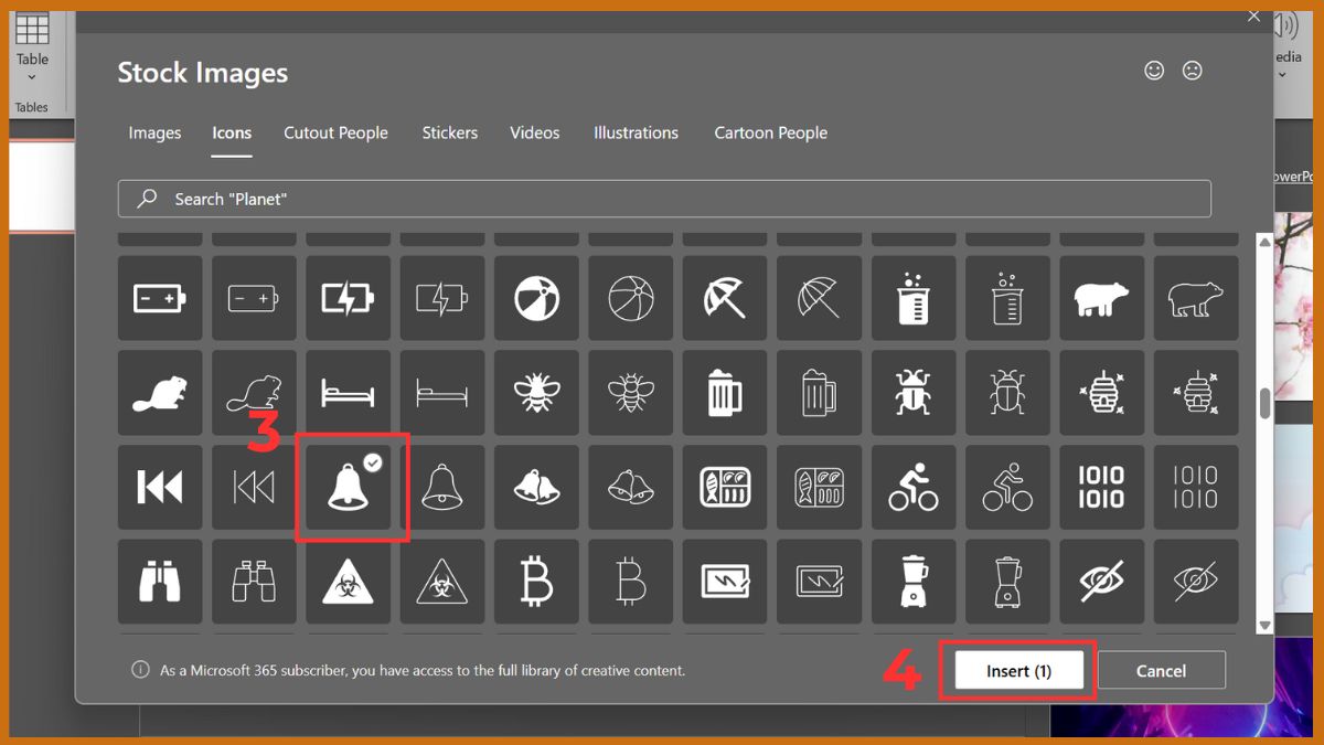 Cách làm sơ đồ tư duy bằng Icons bước 2