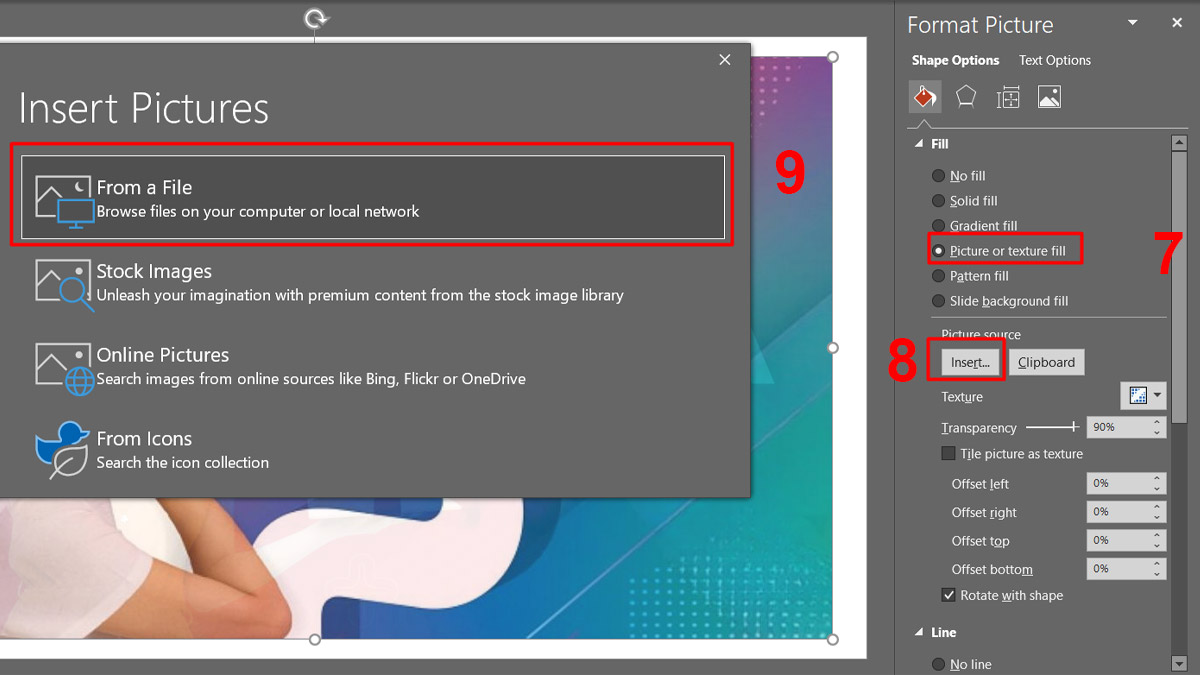Cách làm trong suốt ảnh trong PowerPoint thủ công Bước 3b