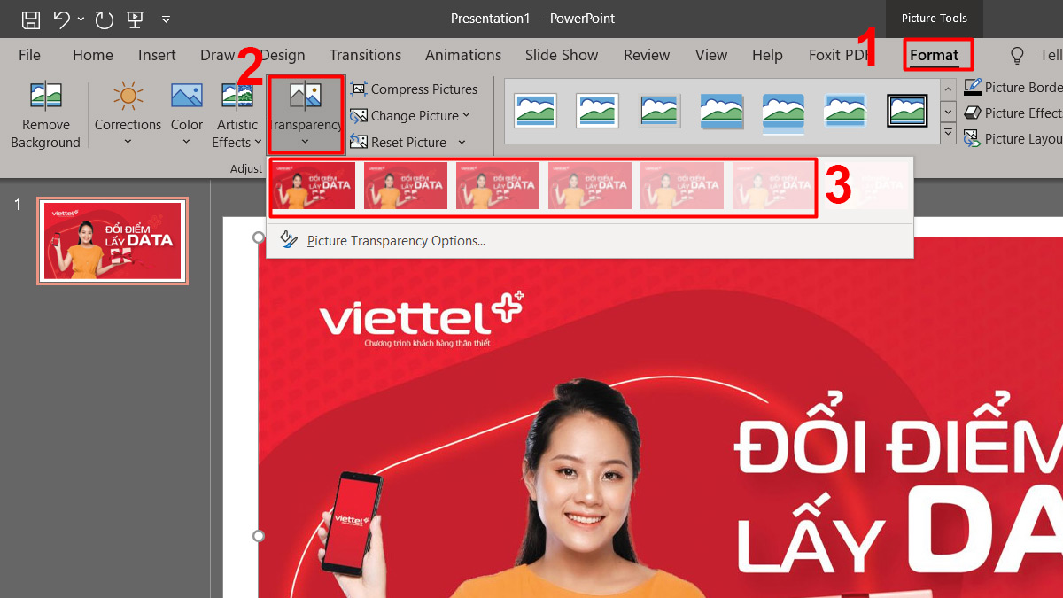 Cách làm trong suốt ảnh trong PowerPoint nhanh