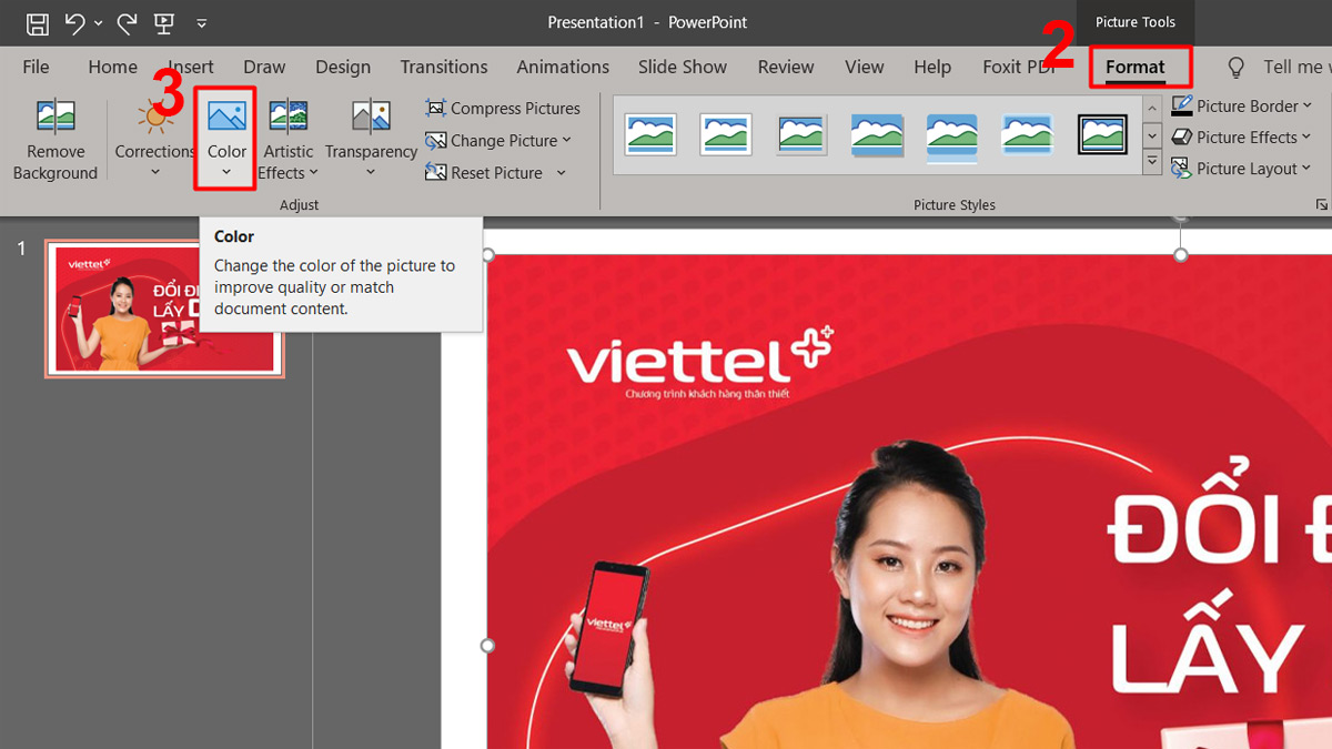 Cách làm trong suốt ảnh trong PowerPoint tự động Bước 2