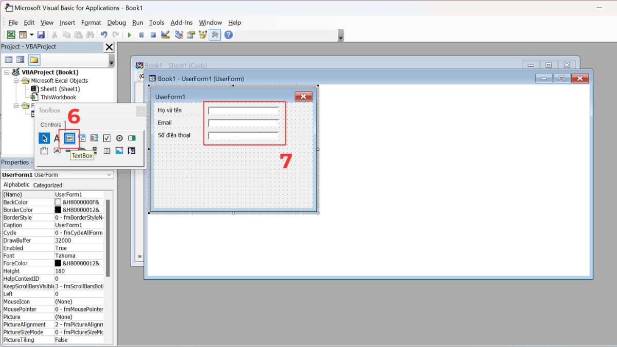 Cách nhập dữ liệu trong Excel bằng Form tự tạo từ VBA  Bước 2c