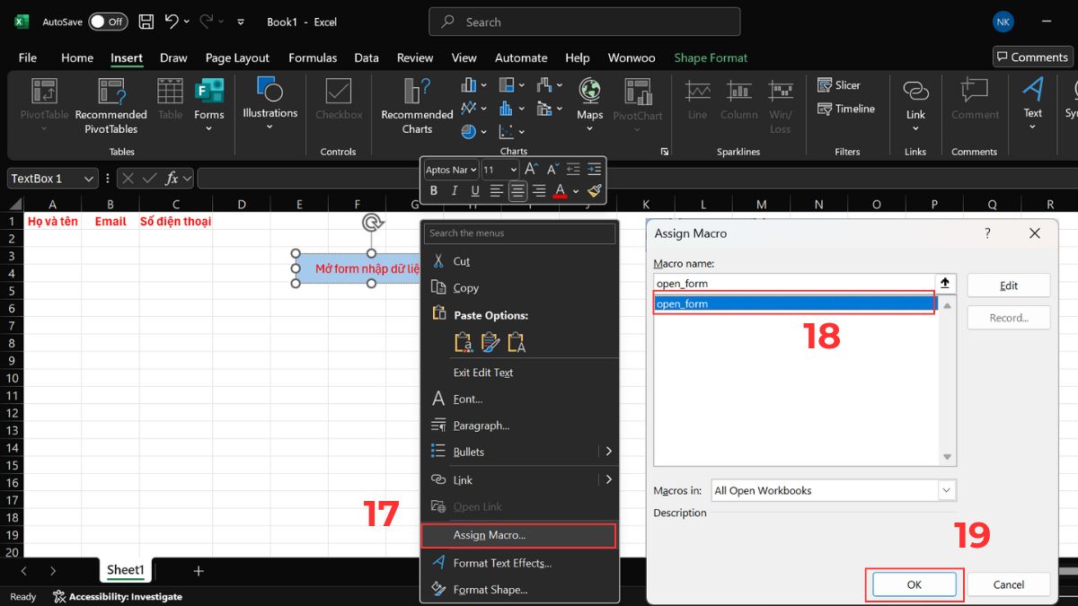 Cách nhập dữ liệu trong Excel bằng Form tự tạo từ VBA  Bước 5