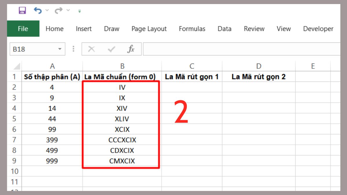 Cách viết số La Mã trong Excel bằng hàm ROMAN Bước 2