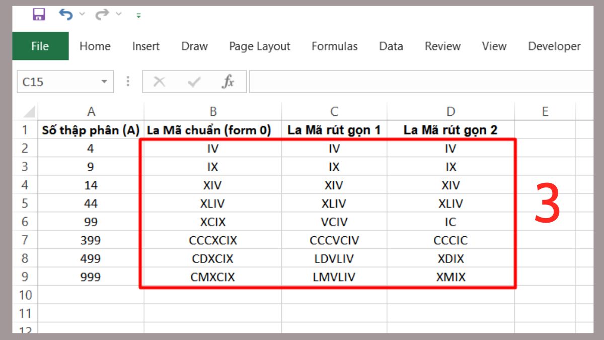 Cách viết số La Mã trong Excel bằng hàm ROMAN Bước 3