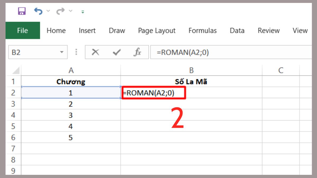 Ví dụ cách viết số La Mã trong Excel Bước 2