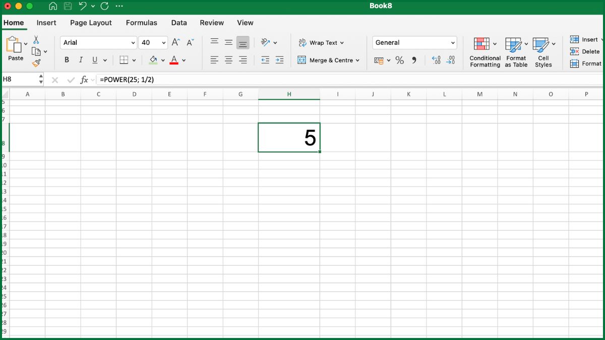 Cách tính căn bậc 2 bằng hàm POWER trong Excel