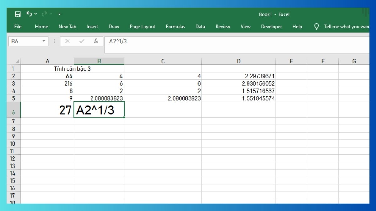 Lỗi thường gặp khi tính căn bậc 3 trong Excel