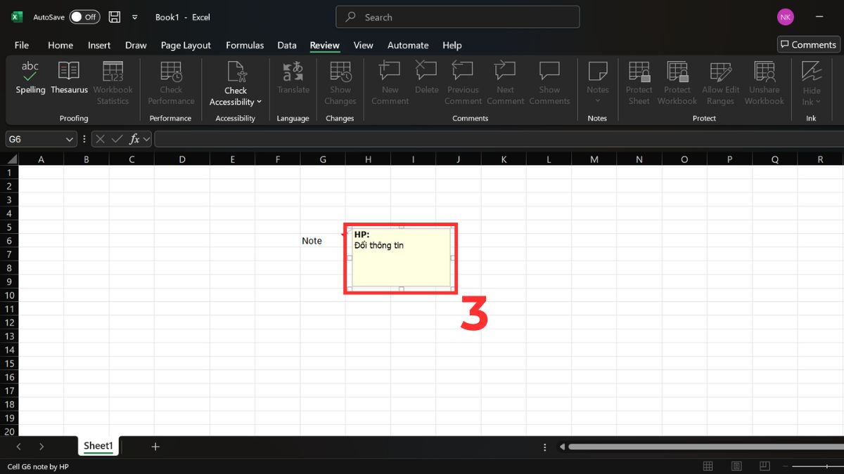 Cách chỉnh sửa ghi chú trong Excel bằng chuột bước 3