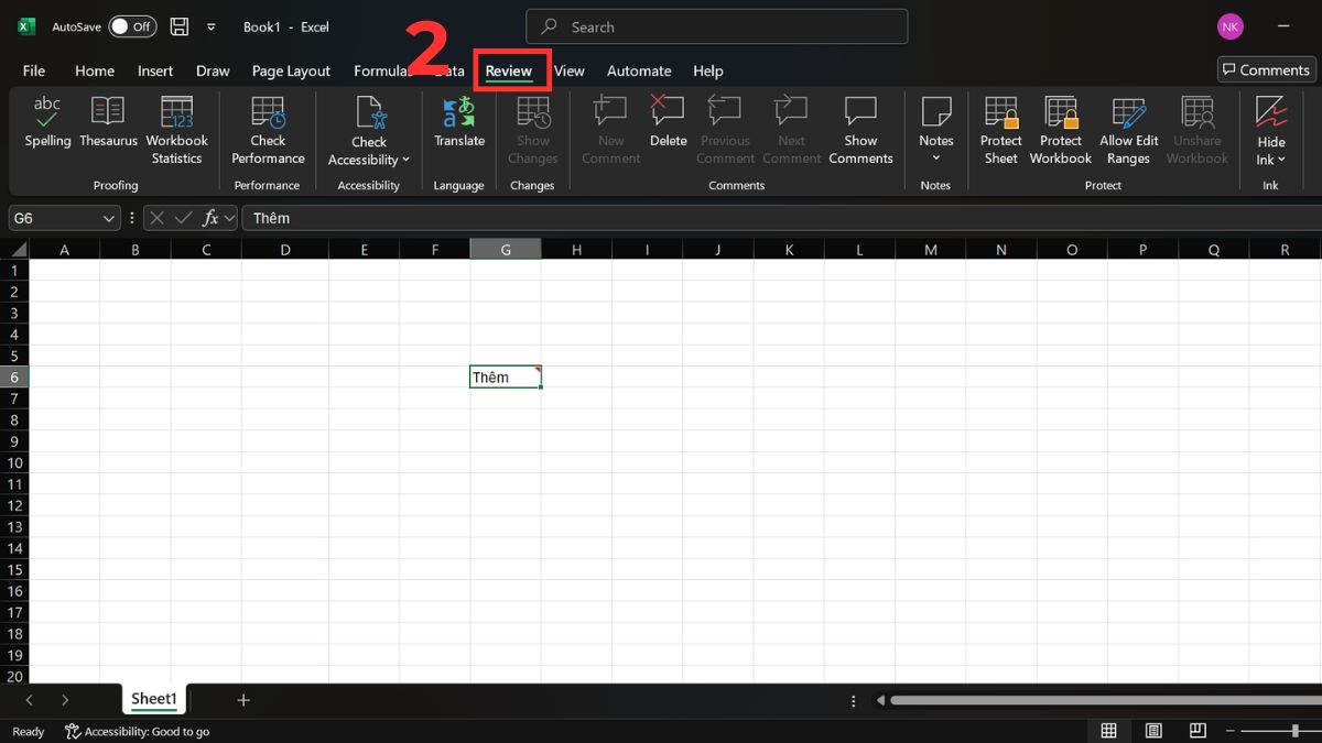 Cách xóa ghi chú trong Excel bằng thanh Ribbon bước 2