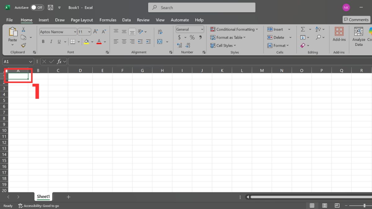 Cách tạo ghi chú trong Excel bằng thanh Ribbon bước 1