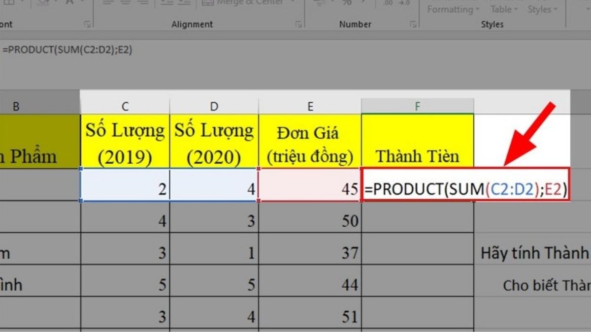 Hàm nhân trong Google Sheet là nhóm công thức thực hiện phép nhân giữa các ô dữ liệu
