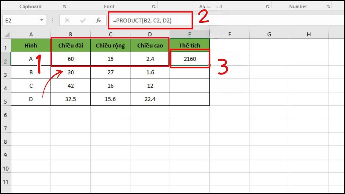Hàm nhân trong Google Sheet: Dùng hàm PRODUCT() 