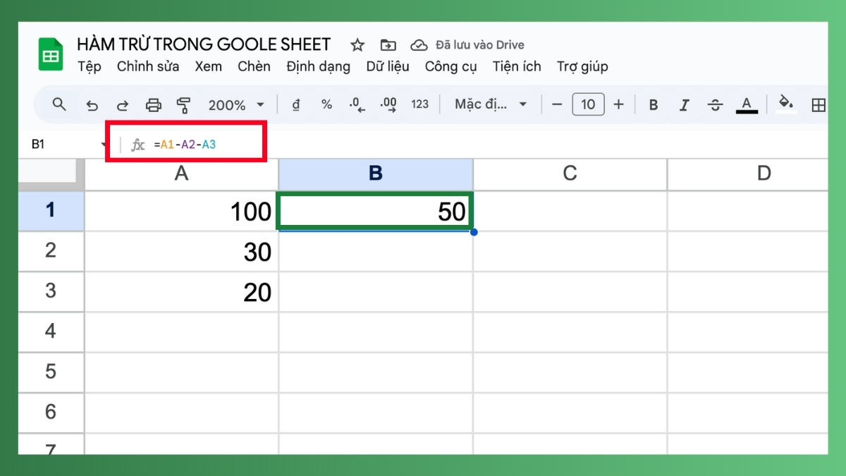 Hàm trừ trong Google Sheet: Trừ nhiều ô, nhiều hàng, nhiều điều kiện 