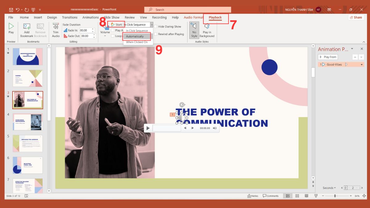 Thêm hiệu ứng âm thanh trong PowerPoint từ file ngoài Bước 4
