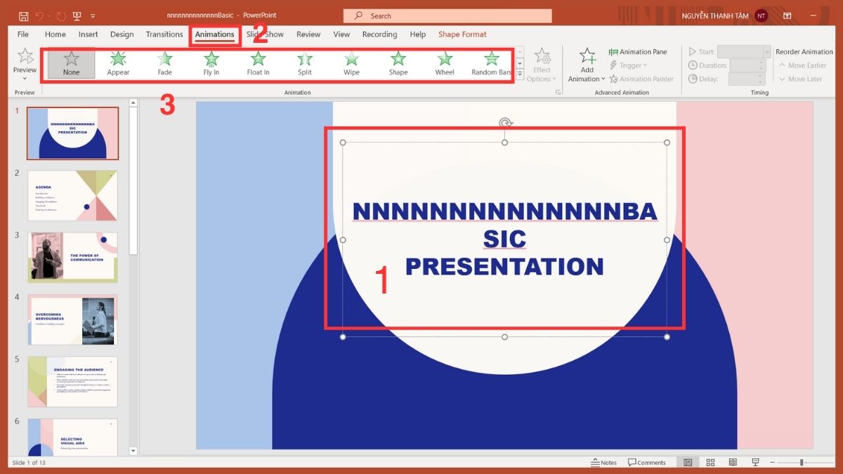 Thêm hiệu ứng âm thanh trong PowerPoint có sẵn Bước 1