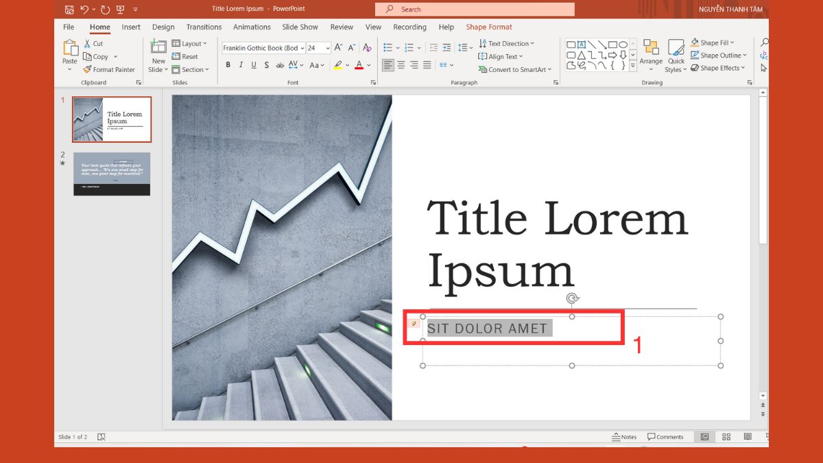  Tắt hiệu ứng đổi màu chữ trong PowerPoint Bước 1