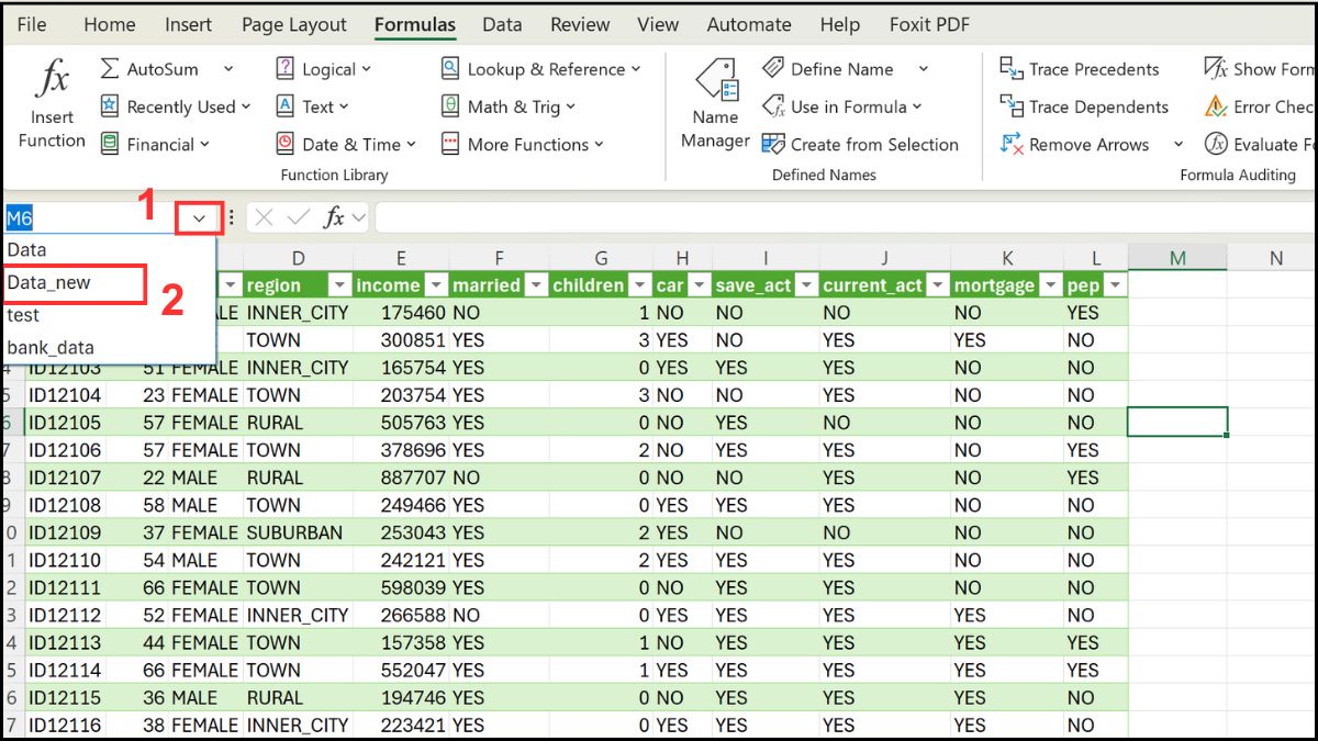 Cách sử dụng Name Box trong Excel: Chọn nhanh vùng dữ liệu Bước 1